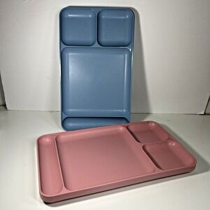 Vintage Tupperware Lunch Tray Cafeteria School Picnic Style Set of 4 Model 1535